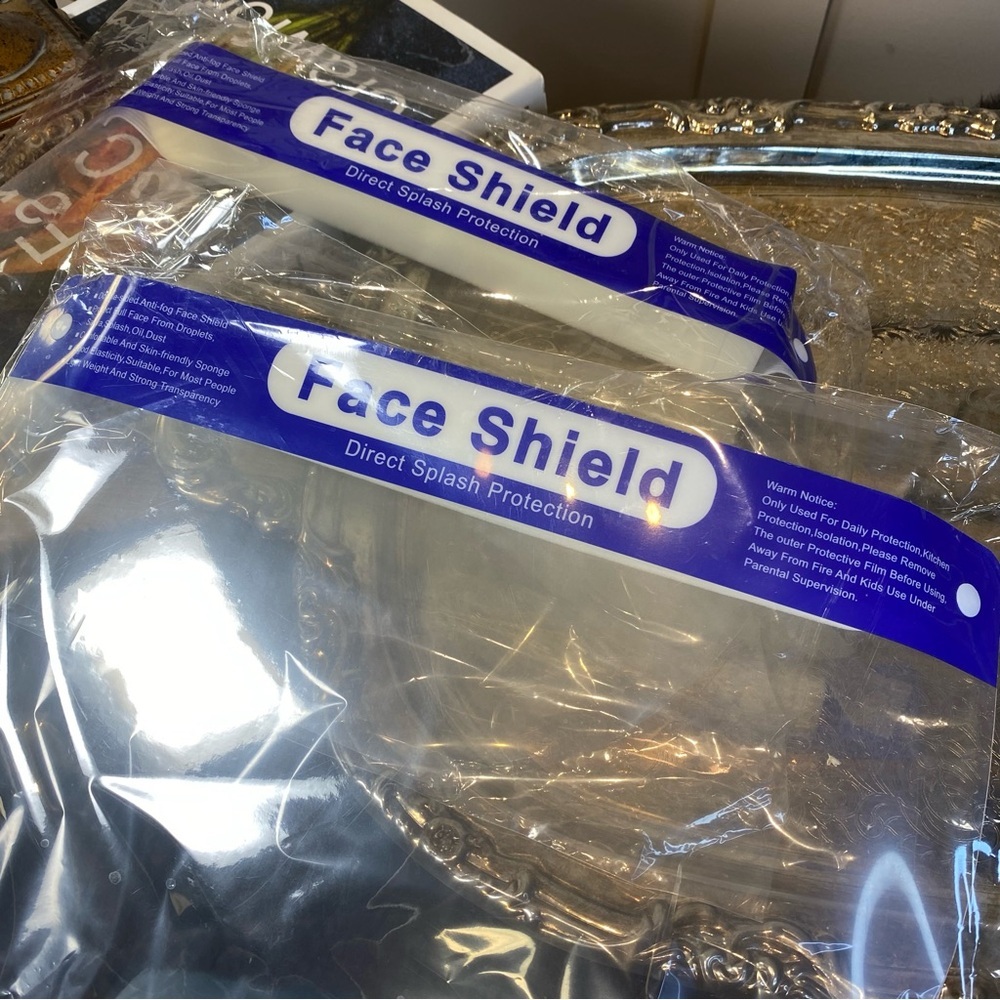 Set of 2 Clear Face Shield with Blue Trim